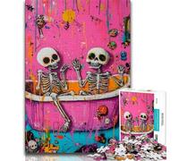 Bathroom Skeleton 1000 Piece Jigsaw Puzzles for Adults & Teens,Challenging Game And Family Play for Is Ideal As A Gift for The Whole Family 38x26cm