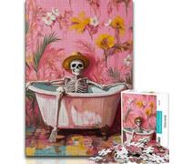 Bathroom Skeleton Jigsaw Puzzles for Teenagers 1000,Educational Game Challenge Toy Wall Decoration Unique Birthday And Xmas Gifts 50x75cm