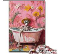 Bathroom Skeleton Jigsaw Puzzles for Teenagers 1000 Pieces, Help The Brain Exercise Addictive Toys to Cultivate Patience Unique Challenge Game (26x38cm)