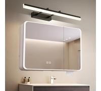 Bathroom smart aluminum alloy cabinet with HD mirror,Wall Mounted medicine cabinet with led lights,Arc type bathroom mirror with storage anti fog,Smart Touch Switch,Beauty mirror back,P,White-80*13*7