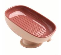 Bathroom Soap Dish with 20 Suction Cups and Double Layer Design, Inclined Soap Holder for Quick Drainage, Removable Tray for Easy Cleaning, Suitable for Various Soap Shapes(Red)