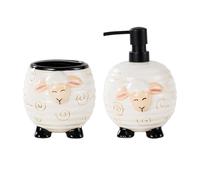 Bathroom Soap Dispenser 2 Piece Cute Ceramic Sheep Dispenser | Bathroom Soap Set for Home Bedroom Sinks Hotel Business Trip Party Holiday Farmhouse Decor