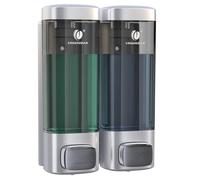 Bathroom Soap Dispenser for Shower Gel Lotion Shampoo Conditioner Container 320ml Kitchen Dish Soap Dispenser Wall Mounted No Drill (320mlx2 Grey)