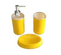 Bathroom Soap Dispenser Set 3Pcs/Set Plastic Bathroom Accessories Soap Dispenser Toothbrush Holder Soap Box for Washroom Soap Dispenser Set (Color : Yellow)