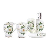 Bathroom Soap Dispenser Set 5 Piece Modern Ceramic Bathroom Accessory Set With Soap Dispenser, Tumbler Toothbrush Holder Dish 4pcs Luxury Decor(D)