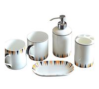 Bathroom Soap Dispenser Set 5 Piece Modern Ceramic Bathroom Accessory Set With Soap Dispenser, Tumbler Toothbrush Holder Dish 4pcs Luxury Decor(C)