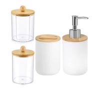 Bathroom Soap Dispenser Set Bathroom Set Soap Dispenser Toothbrush Holder and Cotton Box set for Home Decor Storage Box(WHITE)