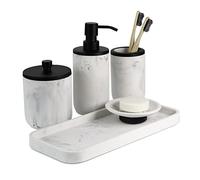 Bathroom Soap Dispenser Set - Bathroom Toothbrush Holder Set, Marble Bathroom Accessories, Matte Black Bathroom Accessories Set, Black Bathroom Decor, Modern Bathroom Accessories Set