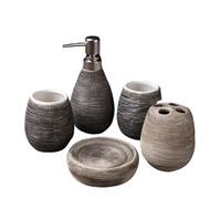 Bathroom Soap Dispenser Set Creative Hand-drawing European Ceramic Bathroom Five-piece Supplies Suite Wash Cup Suit(Color1)