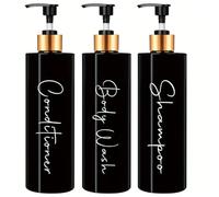 Bathroom Soap Dispenser | Set of 3 Bottles for Gel Shampoo and Conditioner 500ML | This Black and Gold Bath Soap Dispenser is Elegant and Will Enhance the Style of Your Home