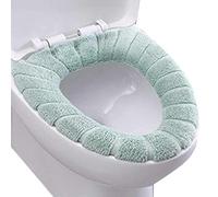 Bathroom Soft Thicker Warmer Stretchable Washable Cloth Toilet Seat Cover Closestool Pads, Green