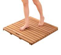 Bathroom Solid Wood Floor Mat Shower Mats with Non-slip Feet,Bath Mats with Carry Handle Design,Quick-Drying Waterproof Square Floor Mat,Large Size for Spa Home Outdoor (40x50cm(15.7x19.7in),wood)