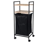 Bathroom Solutions Storage Rack with 2 Shelves & Laundry Basket Bamboo 89.5 cm