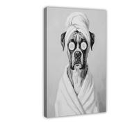 Bathroom Spa Art, Boxer Dog, Kids Art Canvas Poster Wall Art Decor Print Picture Paintings for Living Room Bedroom Decoration 12x18inch(30x45cm)
