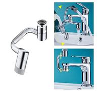 Bathroom Sprayer Attachment Tap Extender for Kitchen Sink - 1440° Swivel Robotic Arm Faucet Aerator, 2 Spray Modes Splashproof Adapter, Solid Brass Universal Fit Bathroom Tap (Silver)
