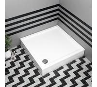 Bathroom Square 1000 x 1000mm Shower Tray with Riser Kit Plinth for Shower Enclosure Gloss White Slimline