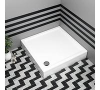 Bathroom Square 900 x 900mm Shower Tray with Riser Kit Plinth for Shower Enclosure Gloss White Slimline