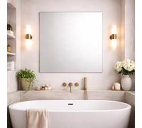 Bathroom Square Frameless Wall Mirror 100 x 100cm - Modern Wall Mounted Vanity Mirror - Large Contemporary Mirror - Polished Edge