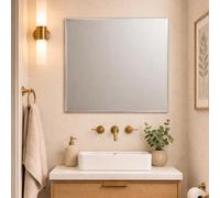 Bathroom Square Frameless Wall Mirror 80 x 80cm - Modern Wall Mounted Vanity Mirror - Large Contemporary Mirror - Polished Edge