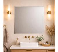 Bathroom Square Frameless Wall Mirror 90 x 90cm - Modern Wall Mounted Vanity Mirror - Large Contemporary Mirror - Polished Edge