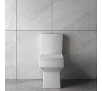 Bathroom Square White Ceramic Modern Toilet Close Coupled Pan Soft Close Seat WC