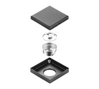 Bathroom Stainless Steel Floor Drain Square Shape with Dual Filter Strainer and Gravity Lever Principle for Smooth Drainage (Black 15 * 15)