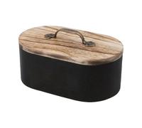 Bathroom Stamp Holder | Wooden Storage Box with Lid for Tampons | Decorative Accessories for Bathroom Organization | Medicine Cosmetic Sponges Cabinet Countertop, Black, Se référer au descriptif