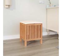 Bathroom Stool Solid Wood Walnut with Storage Space 40.5 x 40 x 52 cm, Laundry Basket with Lid and Padding, Storage Basket for Bathroom, Space-Saving, Sturdy, with Handle and Ventilation