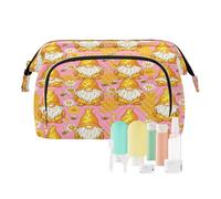 Bathroom Storage Bag Whimsical Bee Gnome Daisies Gold Pink Lightweight Women's Coin Change Purse for Cosmetic Toiletry