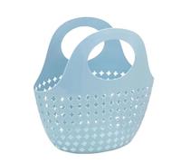 Bathroom Storage Basket 2 PCS Hand-held Basket Foldable Soft Bath Storage Washbasin New Bathroom Frame Portable Shower Container(Blue)