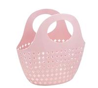 Bathroom Storage Basket 2 PCS Hand-held Basket Foldable Soft Bath Storage Washbasin New Bathroom Frame Portable Shower Container(Pink)
