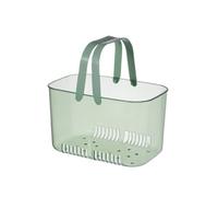Bathroom Storage Basket Bottom Hollow Bathroom Storage Easy to Drain Swim Basket Durable Portable with Transparent Handles(Green)