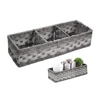 bathroom storage baskets Bathroom Storage Baskets Toilet Paper Storage Basket with 3 Divider Rustic Decor Woven Plastic Wicker Basket for Organizing
