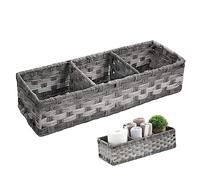 Bathroom Storage Baskets Toilet Paper Storage Basket with 3 Divider Rustic Decor Woven Plastic Wicker Basket for Organizingwicker storage basket bathroom storage baskets toilet paper basket small