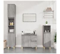 (grey sonoma) vidaXL Bathroom Cabinet Cupboard Tallboy Unit Storage Cabinet Engineered Wood