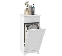 Bathroom Storage Cabinet White Particleboard & Steel 40x40x90.5cm Hamper Drawer.