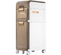 Bathroom Storage Cabinet with Wheels - Floor Standing Towel Storage Unit, Waterproof Tall Cabinet for Narrow Spaces, 4 Tier - 112cm