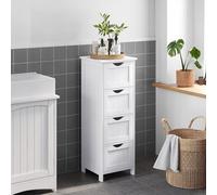 Bathroom Storage Cupboard Storage Cabinet Standing Wooden With 4 Drawers 30 X 30 X 82Cm White