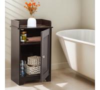 Bathroom Storage Floor Cabinet Wooden Brown Door Cupboard Shelves Organiser Unit Gr8 Home Dark Brown One Size