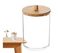 Bathroom Storage Jar - Makeup Storage Jar, Cotton Wool Ball Holder | Apothecary Jars Large Storages, Clear With Brown Lids, Bathroom Vanity Storages Container, Modern Reusable Jars
