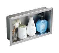 Bathroom Storage Niche Embedded Shower Box Single Recessed Wall Niche For Bathroom Shampoo Soap Toiletries Recess Waterproof Storage No Tiles Required Easy To Install,Single F,single frame large