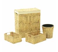 Bathroom Storage Set 4pc Water Hyacinth Natural Cream 50x27x58cm Rustic Woven.