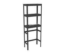 Bathroom Storage Shelf for Over Toilet Space-Saving Floor-Standing Corner Commode Multi-Use Washer Storage Rack in Black 63 x 18 Inches