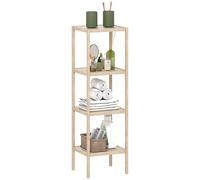 HOMCOM 4-Tier Bathroom Storage Shelving Unit, Freestanding Bamboo Shelves, Natural, Brown
