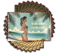 Bathroom Stuff Retro Decals - Beachside Bliss: A Tropical Escape with Palm Trees and Serenity Removable Decal Door Easy Peel for Inside(6X9CM)