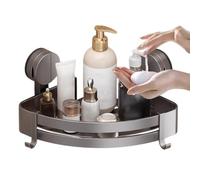 Bathroom Suction Cup Triangle Basket - No Drill Wall Mounted Corner Storage Rack | Shower Organizer For Shampoo, Conditioner, Soap | Suitable For Bathroom, Vanity, Dormitory And Kitchen Sink