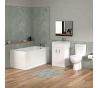 Bathroom Suite 1400mm Round Bathtub With 500mm Freestanding Vanity and Toilet