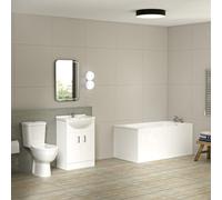 Bathroom Suite 1400mm Round Bathtub With 550mm Freestanding Vanity and Toilet