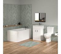 Bathroom Suite 1400mm Square Bathtub With 500mm Freestanding Vanity and Toilet