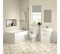 Bathroom Suite 1400mm Square Bathtub With Screen, Vanity and Toilet With Shower and Taps